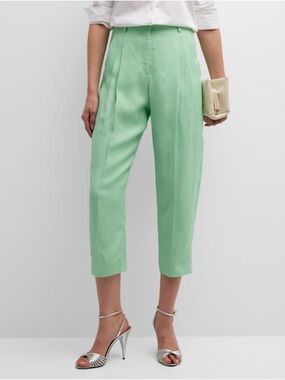 Stella McCartney Pleated Linen-Blend Trousers